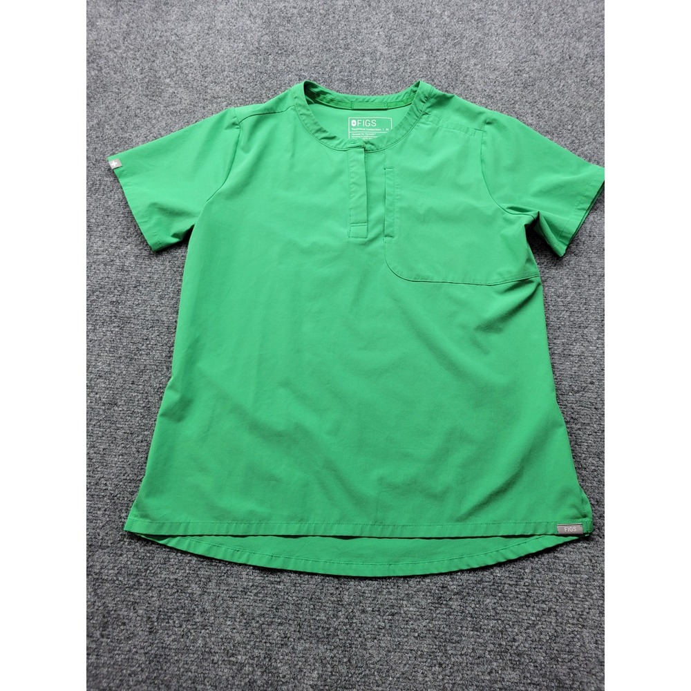FIGS Technical Collection Womens Green Scrub Top Size M Mandarin W22SW1007